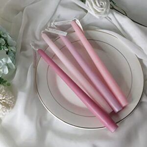 4 PCS Romantic Rose Scent Scented Pink Gradient Color Scented Taper Candles Smokeless Candle Long Candles Wax Colored Taper Candles for Decor Wedding,Festival and Special Occasions,10 INCH