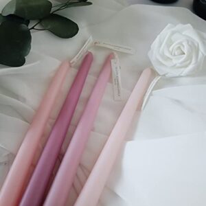 4 PCS Romantic Rose Scent Scented Pink Gradient Color Scented Taper Candles Smokeless Candle Long Candles Wax Colored Taper Candles for Decor Wedding,Festival and Special Occasions,10 INCH