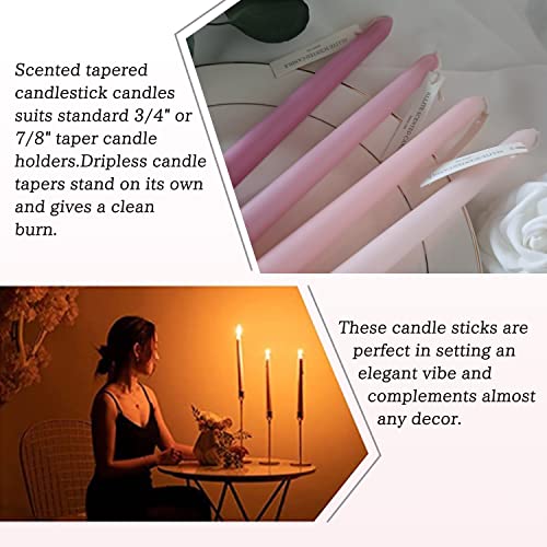 4 PCS Romantic Rose Scent Scented Pink Gradient Color Scented Taper Candles Smokeless Candle Long Candles Wax Colored Taper Candles for Decor Wedding,Festival and Special Occasions,10 INCH