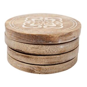 Boston Warehouse Scallop Etched Drink Coasters, Round