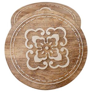 Boston Warehouse Scallop Etched Drink Coasters, Round