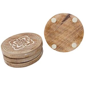 Boston Warehouse Scallop Etched Drink Coasters, Round