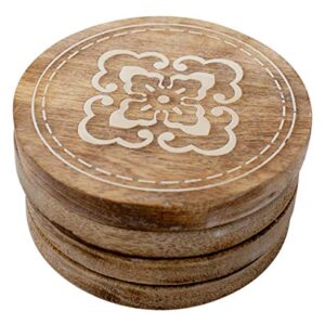 Boston Warehouse Scallop Etched Drink Coasters, Round
