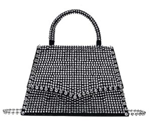 bling crystal crossbody chain evening purse top handle bags glitter rhinestone handbag party club clutch purse for women (silver)