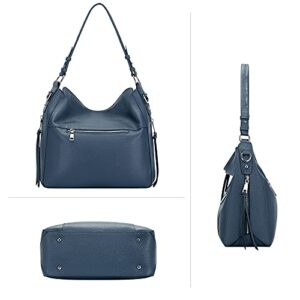 Over Earth Hobo Purses and Handbags for Women Genuine Leather Shoulder Bag Crossbody Purse(O171E Blue)