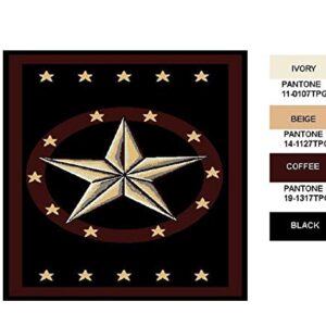 Furnish my Place 625 Star Black Texas Western Star Decor Cowboy Area Rug, Stain Resistant Mat, Latex Backed Rugs, Black (2'x8')