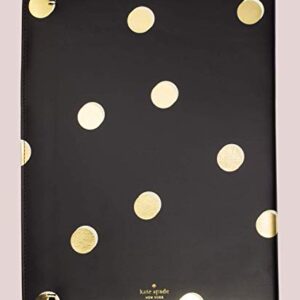 Kate Spade New York Black/Gold Leatherette Notepad Folio, Professional Padfolio with Lined Writing Pad, Interior Pocket, and Pen Loop, Scatter Dot