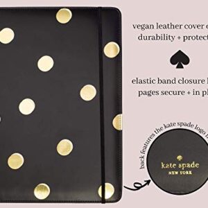 Kate Spade New York Black/Gold Leatherette Notepad Folio, Professional Padfolio with Lined Writing Pad, Interior Pocket, and Pen Loop, Scatter Dot