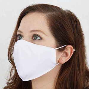 (5 pack) reusable and washable cotton 3 layer face mask adult – white