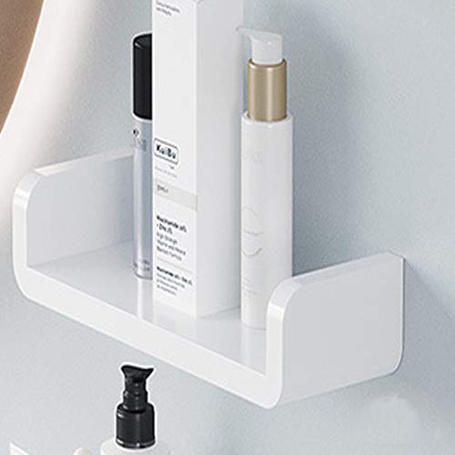 AIYoo White Floating Shelf Decor Wall Mounted Shelves, No Drilling Adhesive Hanging Wall Shelf for Bathroom Kitchen Office Living Room and Bedroom Storage -7 Inch