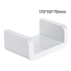 AIYoo White Floating Shelf Decor Wall Mounted Shelves, No Drilling Adhesive Hanging Wall Shelf for Bathroom Kitchen Office Living Room and Bedroom Storage -7 Inch