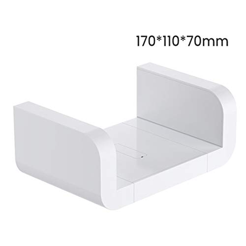 AIYoo White Floating Shelf Decor Wall Mounted Shelves, No Drilling Adhesive Hanging Wall Shelf for Bathroom Kitchen Office Living Room and Bedroom Storage -7 Inch