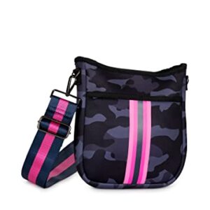 Haute Shore - Jeri Epic Crossbody Tote Blue Camo W/Pink Blue Stripe