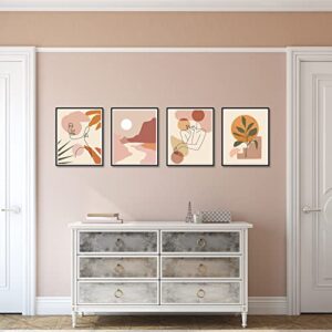 9 Pieces Abstract Wall Art Minimalist Wall Art Prints Minimalist Boho Wall Art Abstract Line Art Woman Botanical Plant Painting Abstract Wall Decor for Living Room Bedroom Kitchen Office, Unframed