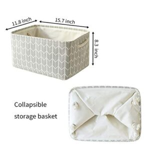 Tegance Storage Baskets Bins for Organizing, Foldable Sturdy Fabric Basket W/Handles, Large Rectangular Decorative Storage Basket for Shelves Nursery Closet Toy Blanket (3 Pack 15.7x11.8x8.3)…