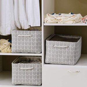 Tegance Storage Baskets Bins for Organizing, Foldable Sturdy Fabric Basket W/Handles, Large Rectangular Decorative Storage Basket for Shelves Nursery Closet Toy Blanket (3 Pack 15.7x11.8x8.3)…