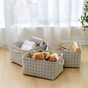 Tegance Storage Baskets Bins for Organizing, Foldable Sturdy Fabric Basket W/Handles, Large Rectangular Decorative Storage Basket for Shelves Nursery Closet Toy Blanket (3 Pack 15.7x11.8x8.3)…