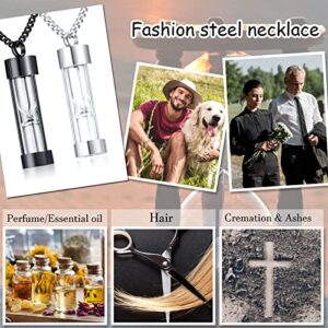 MPRAINBOW Stainless Steel Glass Bottle Hourglass Cremation Vial Urn Pendant Charm Necklace For Ash Memorial Keepsake For Men Women Pets