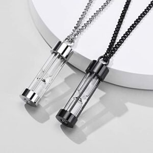 MPRAINBOW Stainless Steel Glass Bottle Hourglass Cremation Vial Urn Pendant Charm Necklace For Ash Memorial Keepsake For Men Women Pets