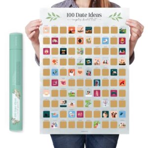 wishmead 100 dates scratch off poster – bucket list – couples games date night ideas – wedding gifts for couple games for couples gifts – valentines day gifts for him – engagement gift relationship