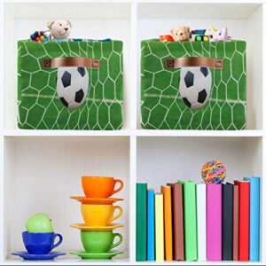 AUUXVA Storage Basket Sport Football Soccer Storage Cube Box Durable Canvas Collapsible Toy Basket Organizer Bin with Handles for Shelf Closet Bedroom Home Office