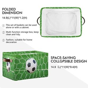 AUUXVA Storage Basket Sport Football Soccer Storage Cube Box Durable Canvas Collapsible Toy Basket Organizer Bin with Handles for Shelf Closet Bedroom Home Office