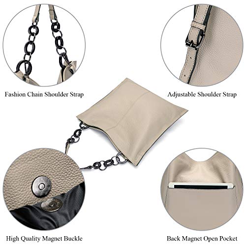 CHERISH KISS Hobo Bags for Women Leather Purses and Handbags Large Crossbody Shoulder Bags with Chain Strap(K5 Taupe)