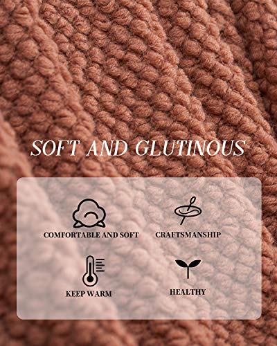 SPAOMY Knitted Throw Blanket with Tassels 3D Bubble Textured Lightweight Decorative Throws Blanket for Couch Cover Home Decor (Caramel, 50x60)