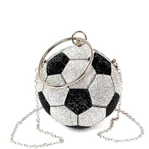 elaborate crystal studded soccer ball clutch purse with chain