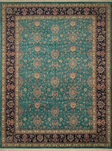 noori rug pak-persian tabriz teal green/navy rug, 12’0 x 16’0