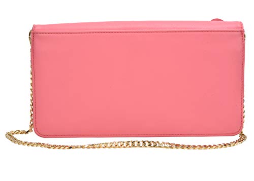 Trina Turk Handbags, Floral Applique Clutch With Detachable Chain (Pink)