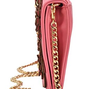 Trina Turk Handbags, Floral Applique Clutch With Detachable Chain (Pink)