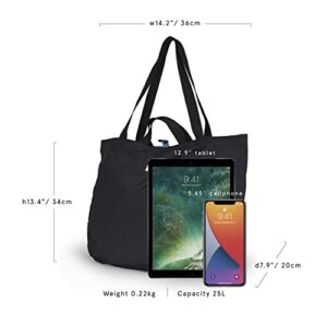 Hellolulu JAKE Double Sided Two Colors Handheld Tote Bag, Water Resistant Lightweight 2-Way Shoulder Bag, Large Capacity For Daily Use Shopping Men Women, Toffee/Slate Gray