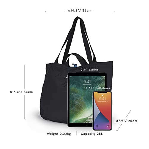 Hellolulu JAKE Double Sided Two Colors Handheld Tote Bag, Water Resistant Lightweight 2-Way Shoulder Bag, Large Capacity For Daily Use Shopping Men Women, Toffee/Slate Gray