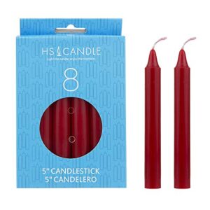 hs candle 8 pcs red unscented 5 inch candlestick taper candles, household general usage, emergency & more