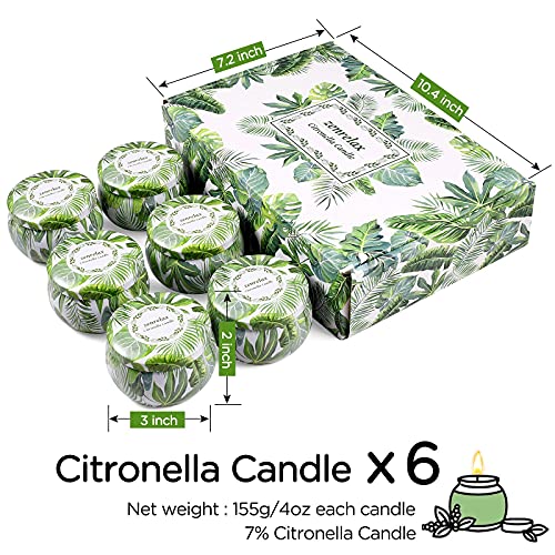 Citronella Candles Outdoor Indoor 6 Pack 26oz Scented Candles with Pure Citronella Essential Oil and Natural Soy Wax Long Lasting Burning for Home Gardon Patio Balcony