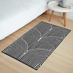 tiffasea front door mat 2’x3′, machine washable welcome mats cotton woven small rug reversible indoor outdoor rugs layered floor mats for entryway/kitchen/laundry/bathroom/bedroom(black and white)