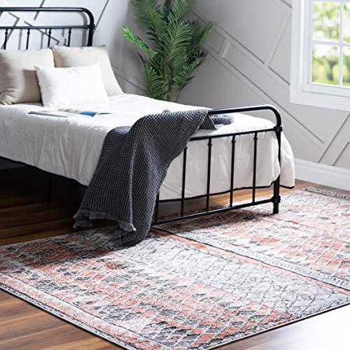 Rugs.com Leipzig Collection Area Rug – 2' x 3' Salmon Low-Pile Rug Perfect for Entryways, Kitchens, Breakfast Nooks, Accent Pieces