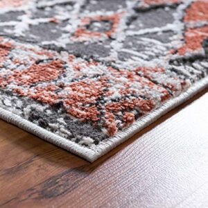 Rugs.com Leipzig Collection Area Rug – 2' x 3' Salmon Low-Pile Rug Perfect for Entryways, Kitchens, Breakfast Nooks, Accent Pieces