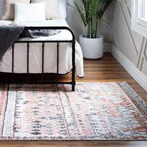 Rugs.com Leipzig Collection Area Rug – 2' x 3' Salmon Low-Pile Rug Perfect for Entryways, Kitchens, Breakfast Nooks, Accent Pieces
