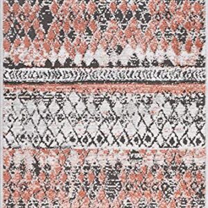 Rugs.com Leipzig Collection Area Rug – 2' x 3' Salmon Low-Pile Rug Perfect for Entryways, Kitchens, Breakfast Nooks, Accent Pieces