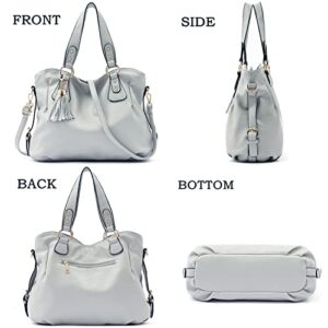 Purses And Wallets Set For Women Tote Handbags Large Hobo Bag Purse With Wallet 3PCS Grey