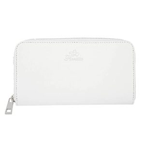 Fioretta Italian Genuine Leather Wallet For Women Credit Card Organizer Zip Around - White