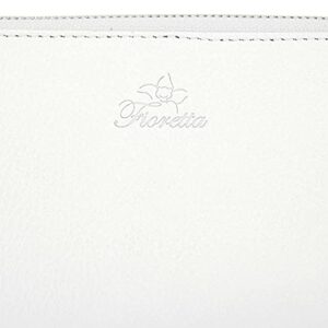 Fioretta Italian Genuine Leather Wallet For Women Credit Card Organizer Zip Around - White