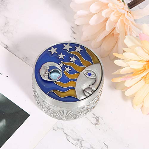 GLOGLOW Jewelry Storage Box, Small Jewelry Organizer Creative Retro Trinket Storage Box Vintage Case Craft Gift Ornament for Ring Necklace Earring(Tin Color)