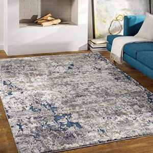 mark&day area rugs, 9×12 davos modern denim area rug, blue/grey carpet for living room, bedroom or kitchen (9′ x 12’1″)