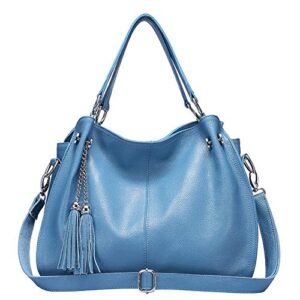 vintage leather hobo bags top handle tote handbags cross body shoulder purse for women (blue)