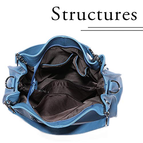 Vintage Leather Hobo Bags Top Handle Tote Handbags Cross body Shoulder Purse for Women (Blue)