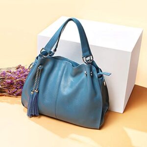 Vintage Leather Hobo Bags Top Handle Tote Handbags Cross body Shoulder Purse for Women (Blue)