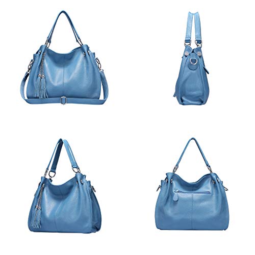 Vintage Leather Hobo Bags Top Handle Tote Handbags Cross body Shoulder Purse for Women (Blue)